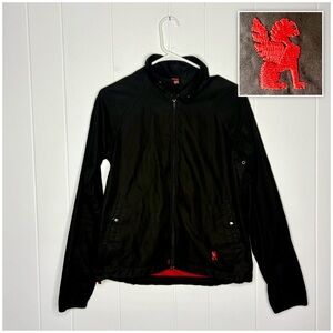 CHROME Industries Black Full Zip Stand Collar Snap Pocket Windbreaker Small